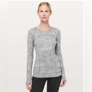 Lululemon Cypress Kiss Long Sleeve Space Dye Camo Seal Grey Deep Coal Size 4